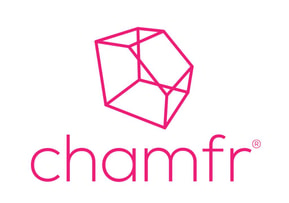 a logo with a pink cube