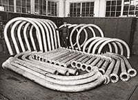 a group of pipes in a room