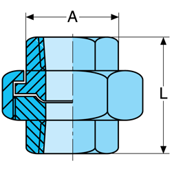 blue drawing of a blue object with a line and size